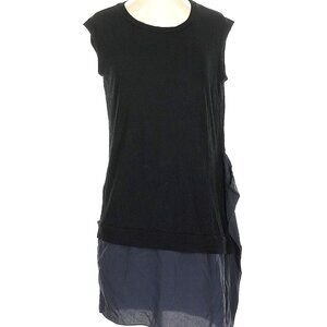 AllSaints Miro Silk Tunic Dropped Hem Tank Dress US 2 Black Grey